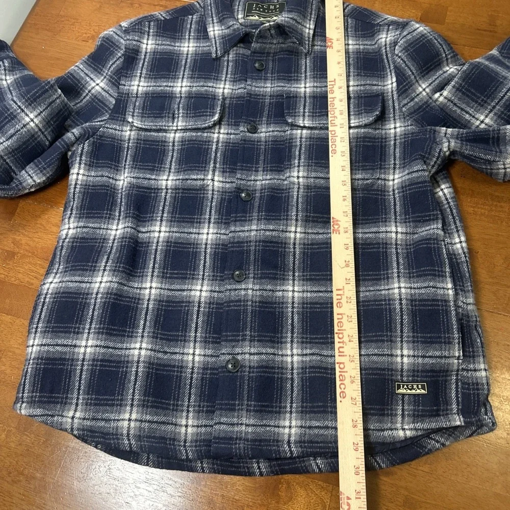 Jachs New York Flannel Shirt Jacket Men's Size Large Heavy Weight Blue